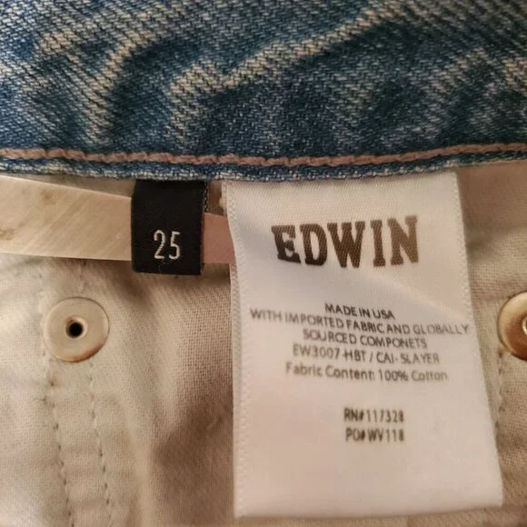 Edwin Cai Cutoff Jean Shorts Light Blue Distressed 25 - Picture 4 of 4